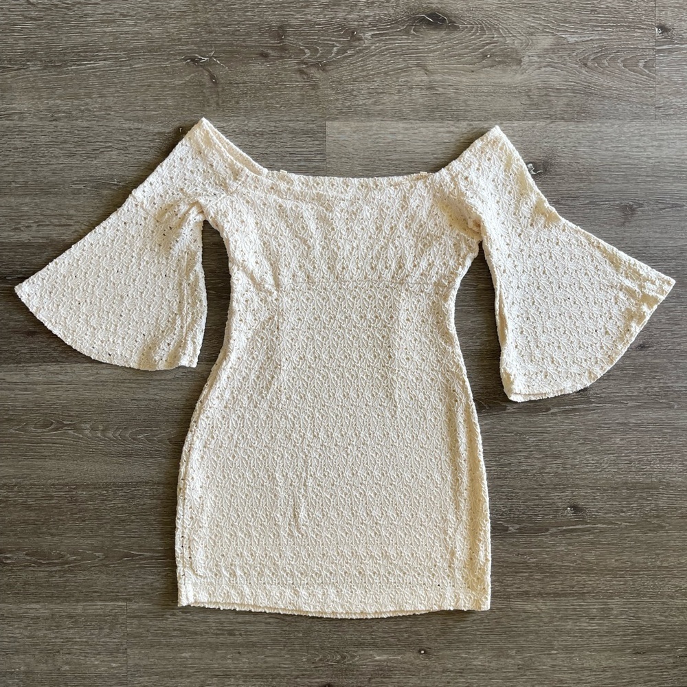 Free People Elegant Cream Off-Shoulder Dress